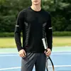 [Envío Rápido] Camiseta de Manga Larga para Hombre, Ropa Interior de Otoño para Hombre, Corte Holgado, Capa Base Elástica, Camiseta Estampada para Hombre