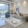 Sala de estar minimalista moderna estilo creme branco-cremoso moderno minimalista sofá tapete cor sólida listrado quarto sentido avançado