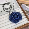 Gargantilla con camelia vaquera azul, estilo ballet, para chica, de verano, con correa, cadena para clavícula.