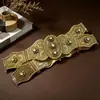Cinturón de Boda Metálico Tallado con Remaches de Etnia Caucásica para Mujer, Longitud Ajustable, Joyería Decorativa para la Cintura de la Ropa
