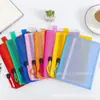 Bolsa de Archivo de Malla Colorida B6 Transparente Mate Estuche para Lápices Estudiante Bolsa de Papelería Bolsa de Almacenamiento con Impresión de Logo