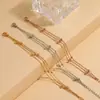 Estilo Ins Coreano Sencillo y Moderno Cadena Doble de Cuentas Pulsera de Acero de Titanio de Alta Calidad Chapada en Oro Real Personalizada para Mujer