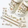 Charms para sapato Croc DIY corrente de pulseira de flor de pérola tridimensional flor de sapato estilo balé removível acessório de sapato decoração