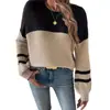 Suéter de Punto para Mujer Estilo Europeo y Americano Nuevo Otoño/Invierno 2026 Manga Larga Versátil Cuello Redondo para Mujer Suéter Temu Conjunto Casual de Bloques de Color