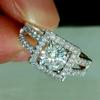 Cao Shi LAZADA mais vendido novo requintado anel de zircônia com diamantes quadrados redondos joias de alta qualidade para mulheres fabricantes atacado