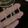 Aretes de Borla de Cadena Plateada, Versátiles y Modernos Aretes de Borla de Doble Capa Brillantes, Aretes de Lujo Ligero y de Alta Gama para Mujer