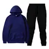 Conjunto de sudadera de color liso de talla grande para hombre y mujer, 220 g de tela, fabricante mayorista, conjunto holgado de talla grande de marca de moda para parejas