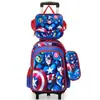 Mochila Escolar Transfronteiriça 3D Casca Dura Couro Concavo-Convexo Aluno do Ensino Fundamental Mochila de Rodinhas 5-12 Anos Desenho Animado Conjunto de Três Peças Mochila