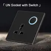 86 enchufe universal británico interruptor de reinicio de botón grande enchufe de cinco orificios negro esmerilado lujo ligero con indicador LED