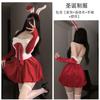 Gown de Guerra de Natal Roupa Íntima Sexy Roupão de Veludo Vermelho Sexy Sem Alças terno Baile Cosplay Uniforme Tentação