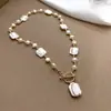 Colar de Pérolas Barrocas de Água Doce Moda Tamanho Pérola com Pérola Irregular Moldada Design de Fivela Colar