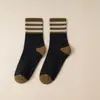 Nuevos Calcetines de Otoño e Invierno para Hombres y Mujeres Calcetines Gruesos Cálidos con Forro de Felpa Japonés calcetines de toalla de piso de tres rayas de rizo calcetines de tubo medio