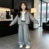 Conjunto para Niñas 2026 Primavera y Otoño Nuevo Estilo Casual Deportivo Sudadera de Lunares y Pantalones Deportivos Elegantes de Pierna Ancha Conjunto de Dos Piezas