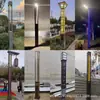 Luz de Jardín de Aluminio Luz para Césped Exterior Luz de Calle Solar Luz de Poste Alto Cuadrada Boceto de Jardín Iluminación Columna de Paisaje