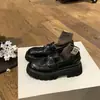 Couro Genuíno de Cavalo Lavado com Água Moeda de Ouro Aumento de Altura Solado Grosso Mocassins Femininos Novo Estilo Britânico Um Passo Salto Grosso Sapatos Pequenos de Couro Acadêmicos