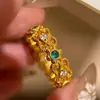 Anillo Popular Clásico de Encaje Verde Claro Bosque Profundo de Xiaohongshu 2025 Nuevo Anillo Estilo Palacio Retro Dropshipping
