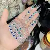 Versa principios de verano nuevo Margarita Esmeralda popular en TikTok conjunto de 5 piezas Tan sang Azul colorido tesoro anillo de té de diamante elegante