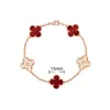 Pulsera de Calcedonia Morada Natural de Cinco Flores [Versión Alta Dorada V Chapado Grueso en Oro] Pulsera de Trébol de Cuatro Hojas de 18 Quilates para Mujer, Artesanía Exquisita
