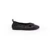 Sapatos elásticos franzidos de pele de cordeiro ultrassuaves para mulheres, estilo da Mãe Uva, com dobra, sapatilhas planas de bico redondo com laço