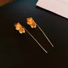Brincos Pingente Flor Agulha de Prata Simples e Modernos Brincos de Tarraxa com Temperamento Vintage Brincos de Luxo Leve de Alta Qualidade para Mulheres