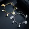 Botas de Estilo Simple con Personalidad de Moda Europea y Americana Transfronteriza Sombrero de Caballo Vaquero Pulsera Metálica Ajustable para Mujer Colgante de Disco