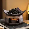 Estufa Rústica de Cerámica Estilo Japonés para Tostado de Té, Potenciador de Aroma de Té de Cerámica, Tostador de Té Calentado con Velas, Estufa para Calentar y Hornear Té, Quemador de Incienso