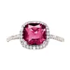 Palacio Sanjie Anillo Rojo Tansang Vintage Anillo Cuadrado de Temperamento Anillo de Reina Real Moda Anillo Sencillo para Dedo