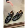 Mocasines plisados de cuero genuino estilo vintage old money para mujer, zapatos de commuting británicos, zapatos de tacón grueso versátiles de un solo color