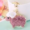 Chaveiro de Ovelhinha Cheio de Strass Cristal para Carro de Mulheres, Tendência e Fofo, Presente Criativo, Pingente de Bolsa, Acessório de Chaveiro