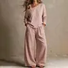 Outono 2026 Nova Roupa Feminina Comércio Transfronteiriço Europeu e Americano Estilo Casual Preguiçoso Cor Sólida Uma Alça Calça Longa Conjunto de Duas Peças