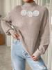 Blusas para Mujer Suéter Pulóver de Cuello Alto Medio para Mujer Europea y Americana Puntada de Flor Hecha a Mano con Gancho Estéreo Terciopelo Clip Camiseta de Base Otoño e Invierno