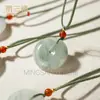 Colgante de Jade Natural del Tianshan para Mujeres y Hombres, Colgante de Jade de Seda Dorada, Collar con Hebilla de Paz Color Jadeíta