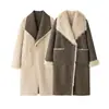 Suministro Mayorista de Amazon Moda Femenina Otoño 2024 Estilo Europeo y Americano Abrigo Largo Reversible por Ambos Lados con Solapa Grande