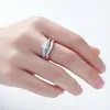 Tonglin, nuevo anillo transfronterizo de plata esterlina s925, conjunto de anillo avanzado de nicho para mujer, anillo de moda con micro incrustaciones de circonita para mujer, venta al por mayor