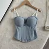 Corset estilo americano picante com barbatanas, camisola para mulheres, modelador de cintura, top tubinho sexy e deslumbrante