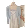 Tricô Curto de Renda para Primavera e Verão 2025 com Cardigã de Saia Camisa de Luxo Acessível Top Único Super Bonito Gentil