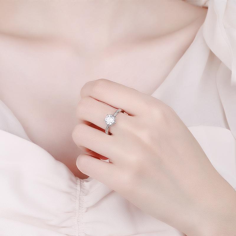 六爪花朵戒指女