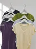 Camiseta Feminina Plus Size Estilo Coreano Gola V Manga Curta, Nova Tendência Verão 2026, Blusa Feminina Fashion para Mulheres um Pouco Cheinhas