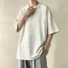 Top casual de malla transpirable, deconstruido, moderno, marca de tendencia, manga tres cuartos, camiseta de verano para hombre con bordado, tie-dye juvenil, estilo americano