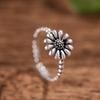 Anillo de apertura de plata de ley s925 con diseño de girasol vintage para mujer, joyería de plata de ley al por mayor.