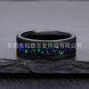 Nuevo Anillo de Tungsteno Negro Electroplateado de 8 mm Arenado Incrustado con Ferrule de Grava Colorida Azul-Verde Anillo Joyería Nicho