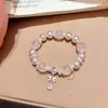 Pulsera Princesa AnniePerla Falsa Rosa Strass Corazón Borla Pulsera Elegante Dulce