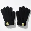 Luvas de tricô infantis para outono e inverno com design de rosto sorridente, cor creme, luvas de cinco dedos, adequadas para idades de 2 a 8 anos, quentes e com dedos separados