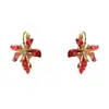 Pendientes Metálicos de Pétalos Incrustados con Diamantes, Diseño Simple Transfronterizo Europeo y Americano, Femeninos, Ligeros, Lujosos, Dulces y Versátiles, Pendientes al por Mayor