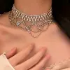 Collar de Encaje Multicapa con Pedrería Transfronterizo Europeo y Americano, Cadena para Clavícula de Lujo Ligero Nicho de Gama Alta, Collar Versátil de Gama Alta para Mujer