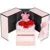 Caja de Regalo Oso San Valentín 520 Amazon Transfronteriza Creativa Doble Puerta Rosa Flor Eterna Joyería Caja de Regalo Mayoreo