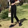 Jeans rectos de cintura alta negros para mujer primavera, otoño e invierno 2023, forrados de polar, de ocho o nueve puntos, tubo ligeramente holgados, adelgazantes