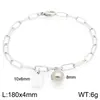 Pulsera Cuadrada de Moda con Letras Inglesas (26), Cadena Sencilla Tipo Clip Estilo Ins, Bola Redonda, Acero de Titanio Chapado en Oro de 18K
