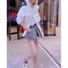 Cabello 9113 Gran Amor Belleza Yiyuan Primavera y Verano 2023 Nuevo Sudadera con Capucha Blanca Coreana Pantalones Cortos Casuales de Moda para Mujer Tendencia