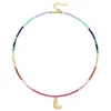 Estilo Playa Ins Vacaciones 26 Colgante Letra Inglesa Collar Arcoíris Diseño Arcoíris Gradiente Joyería para Mujer